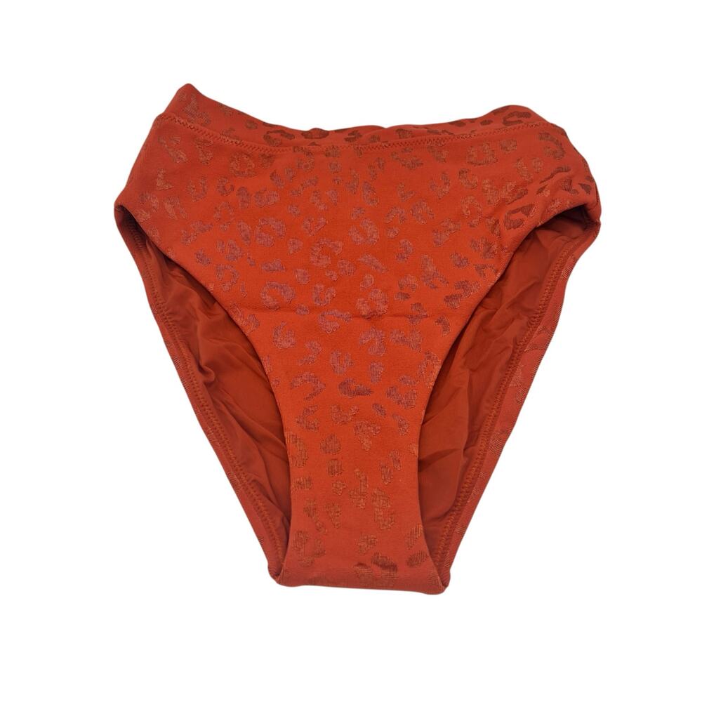 The Upside Decker High Leg Bikini Bottom Rust Leopard XS NWT